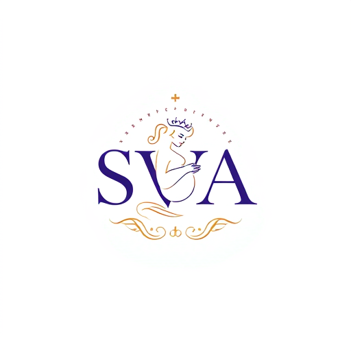 AI Design for Design a royal and hospital-themed logo for the name 'SVA,' where one of the letters (e.g., 'A') is artistically transformed into a line art depiction of a pregnant woman. Use slightly thick, smooth, and elegant lines to create a clean and modern look. The pregnant woman should gaze lovingly at her baby bump, symbolizing care and nurturing. Surround the design with subtle elements like a crown or laurel wreath to evoke a royal feel, and integrate a cross or medical symbol subtly to represent the hospital theme. The overall design should be minimalistic, sophisticated, and meaningful.