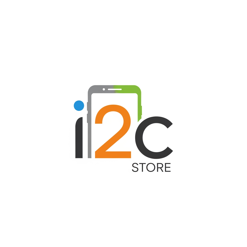 AI Design for i started new mobile store name is i2c store i want to simple and creative logo