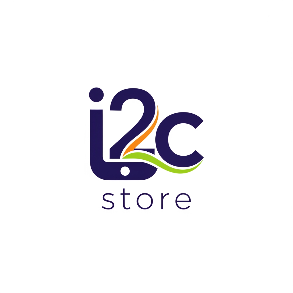 AI Design for i started new mobile store name is i2c store i want to simple and creative logo