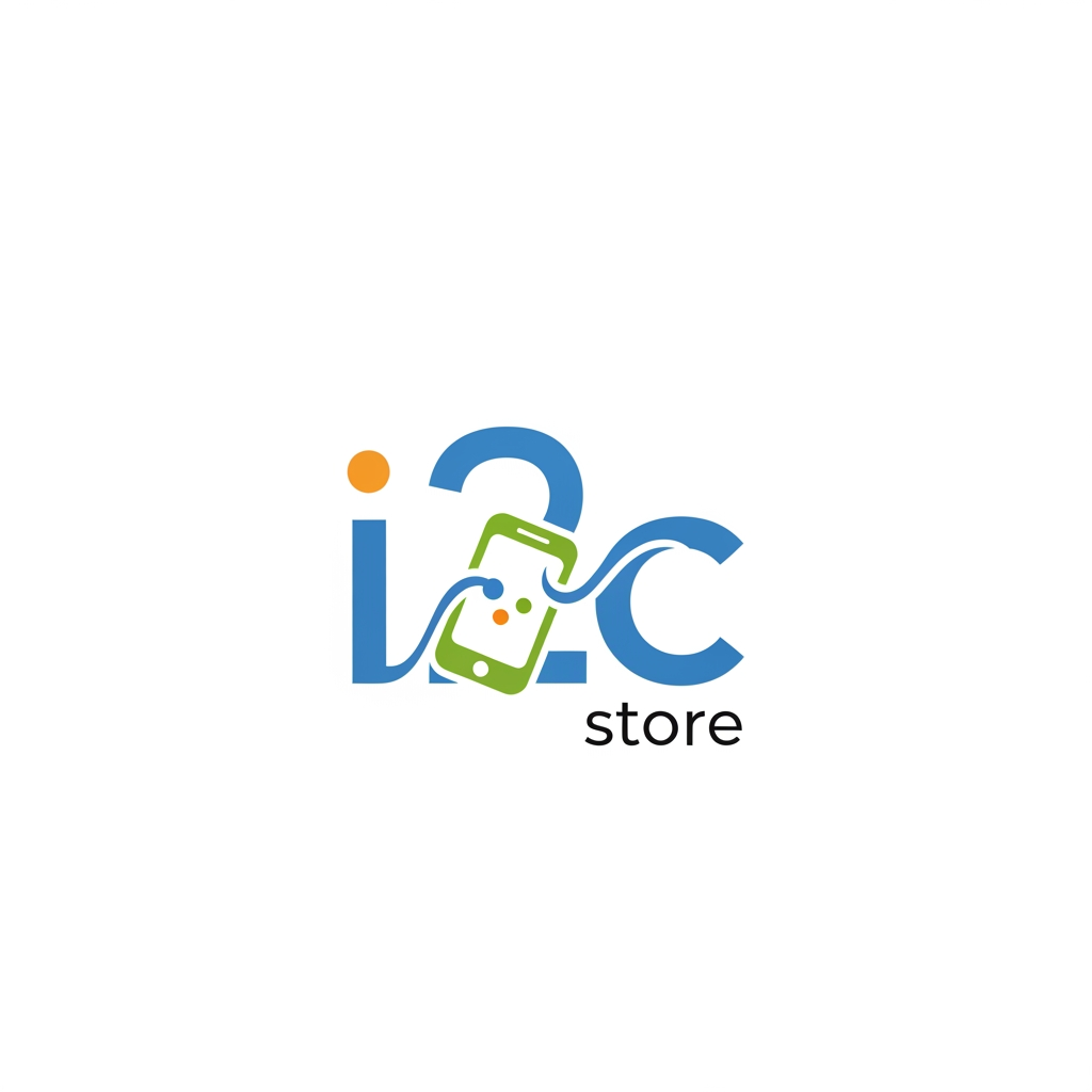 AI Design for i started new mobile store name is i2c store i want to simple and creative logo