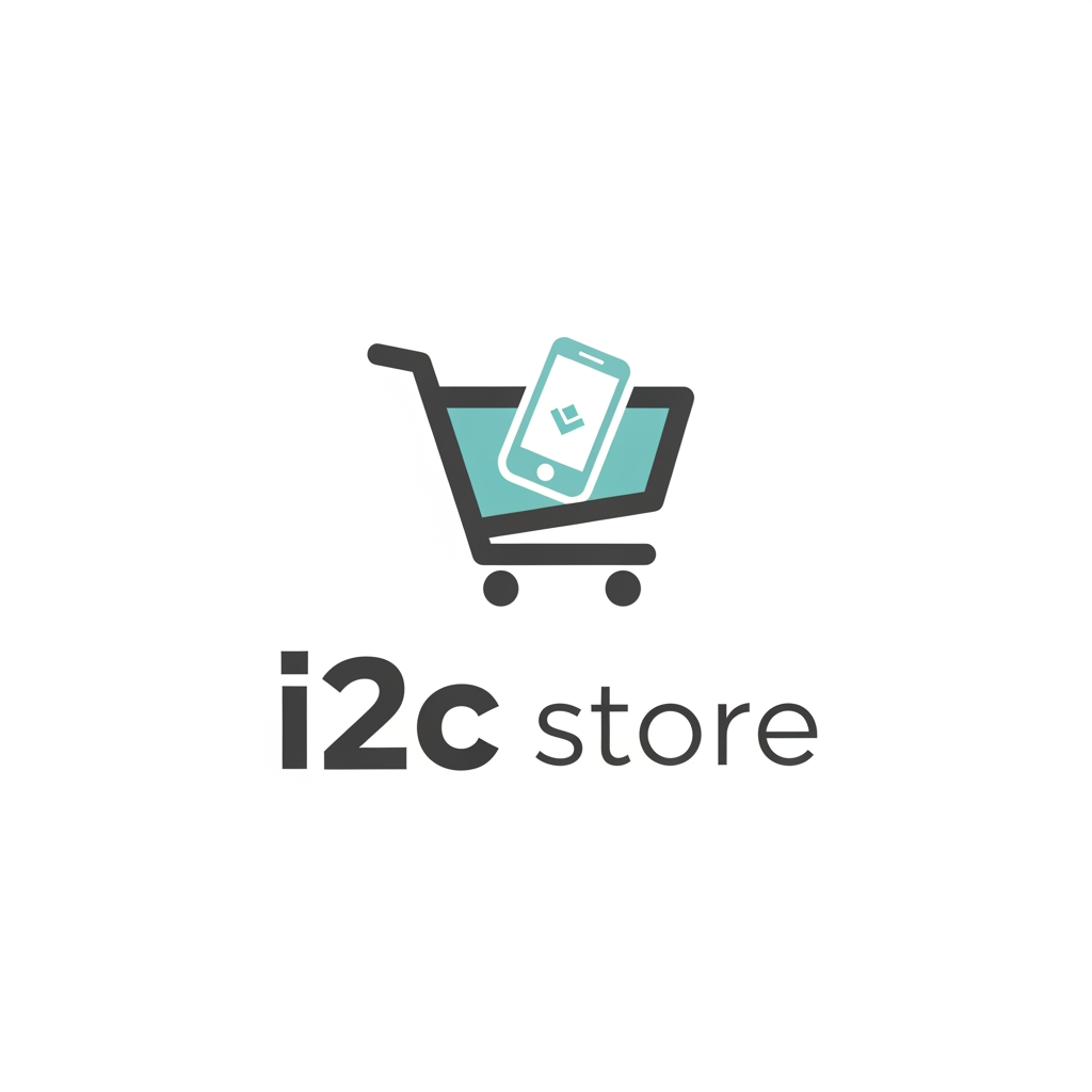 AI Design for i started new mobile store name is i2c store i want to simple and creative logo