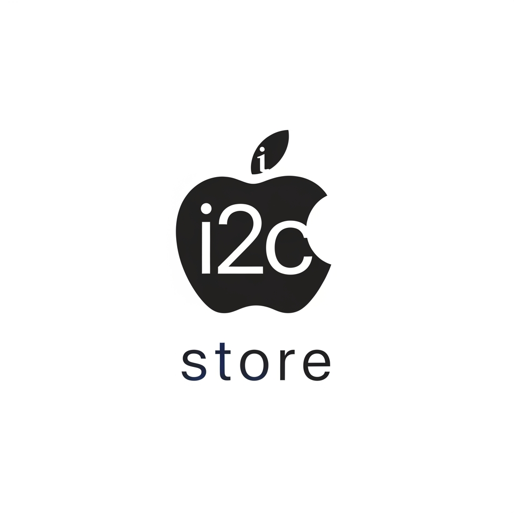 AI Design for i started new business i want logo name is i2c store this is mobile shop this logo included in iphone apple logo