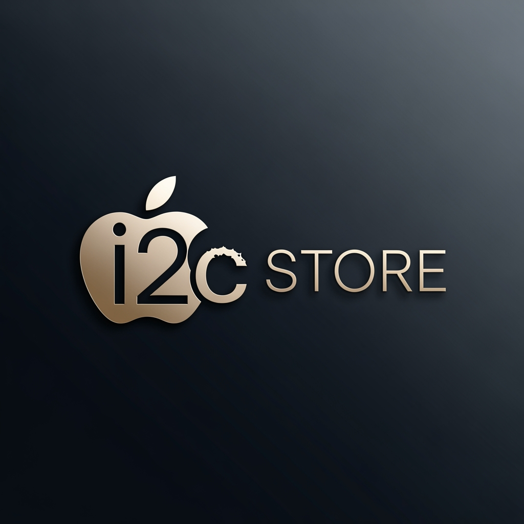 AI Design for i started new business i want logo name is i2c store this is mobile shop this logo included in iphone apple logo creative and luxury feel