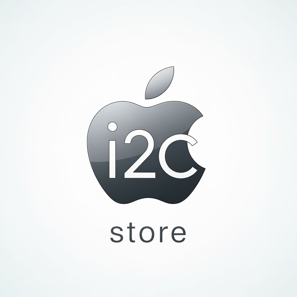 AI Design for i started new business i want logo name is i2c store this is mobile shop this logo included in iphone apple logo