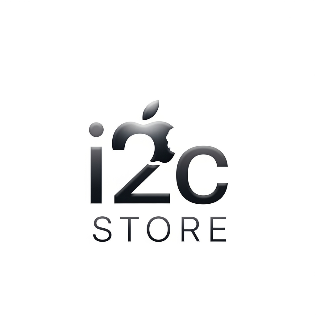 AI Design for i started new business i want logo name is i2c store this is mobile shop this logo included in iphone apple logo
