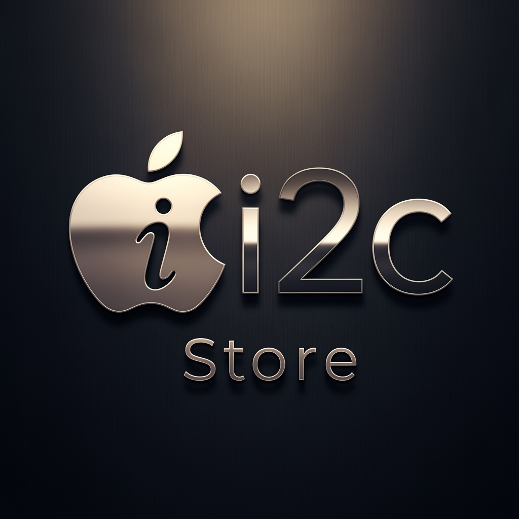 AI Design for i started new business i want logo name is i2c store this is mobile shop this logo included in iphone apple logo creative and luxury feel