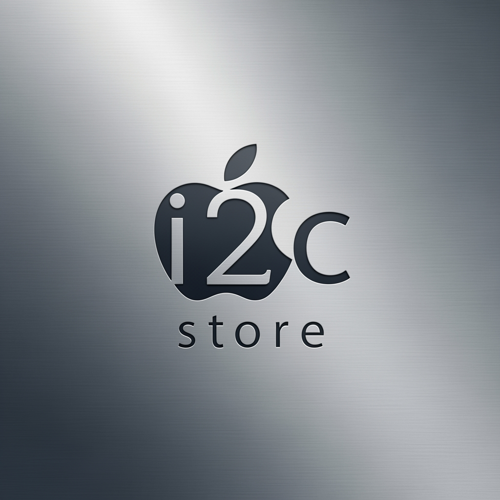 AI Design for i started new business i want logo name is i2c store this is mobile shop this logo included in iphone apple logo creative and luxury feel simple and elecent