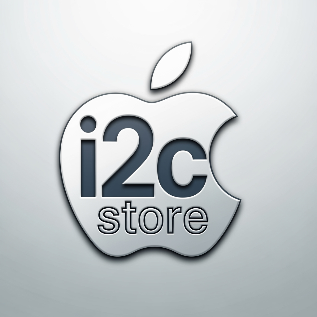 AI Design for i started new business i want logo name is i2c store this is mobile shop this logo included in iphone apple logo