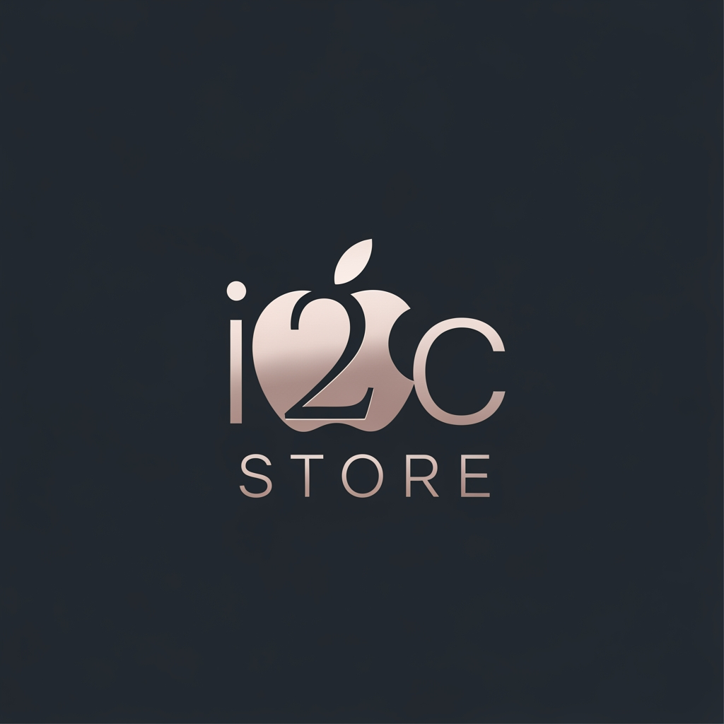 AI Design for i started new business i want logo name is i2c store this is mobile shop this logo included in iphone apple logo creative and luxury feel simple and elecent