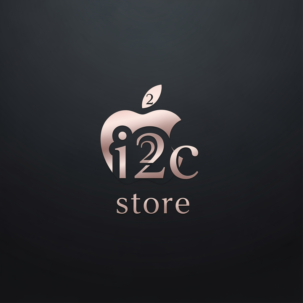 AI Design for i started new business i want logo name is i2c store this is mobile shop this logo included in iphone apple logo creative and luxury feel simple and elecent