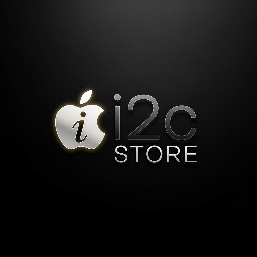 AI Design for i started new business i want logo name is i2c store this is mobile shop this logo included in iphone apple logo creative and luxury feel
