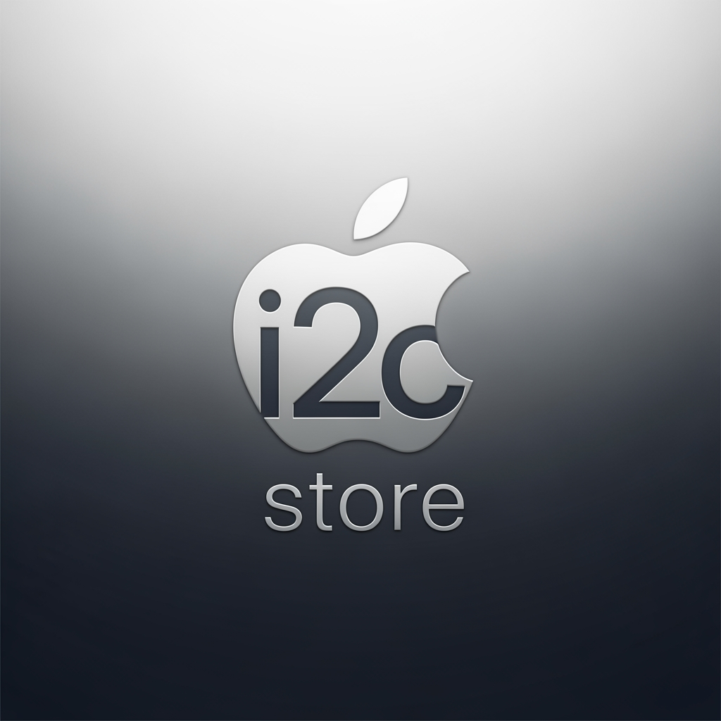 AI Design for i started new business i want logo name is i2c store this is mobile shop this logo included in iphone apple logo creative and luxury feel simple and elecent