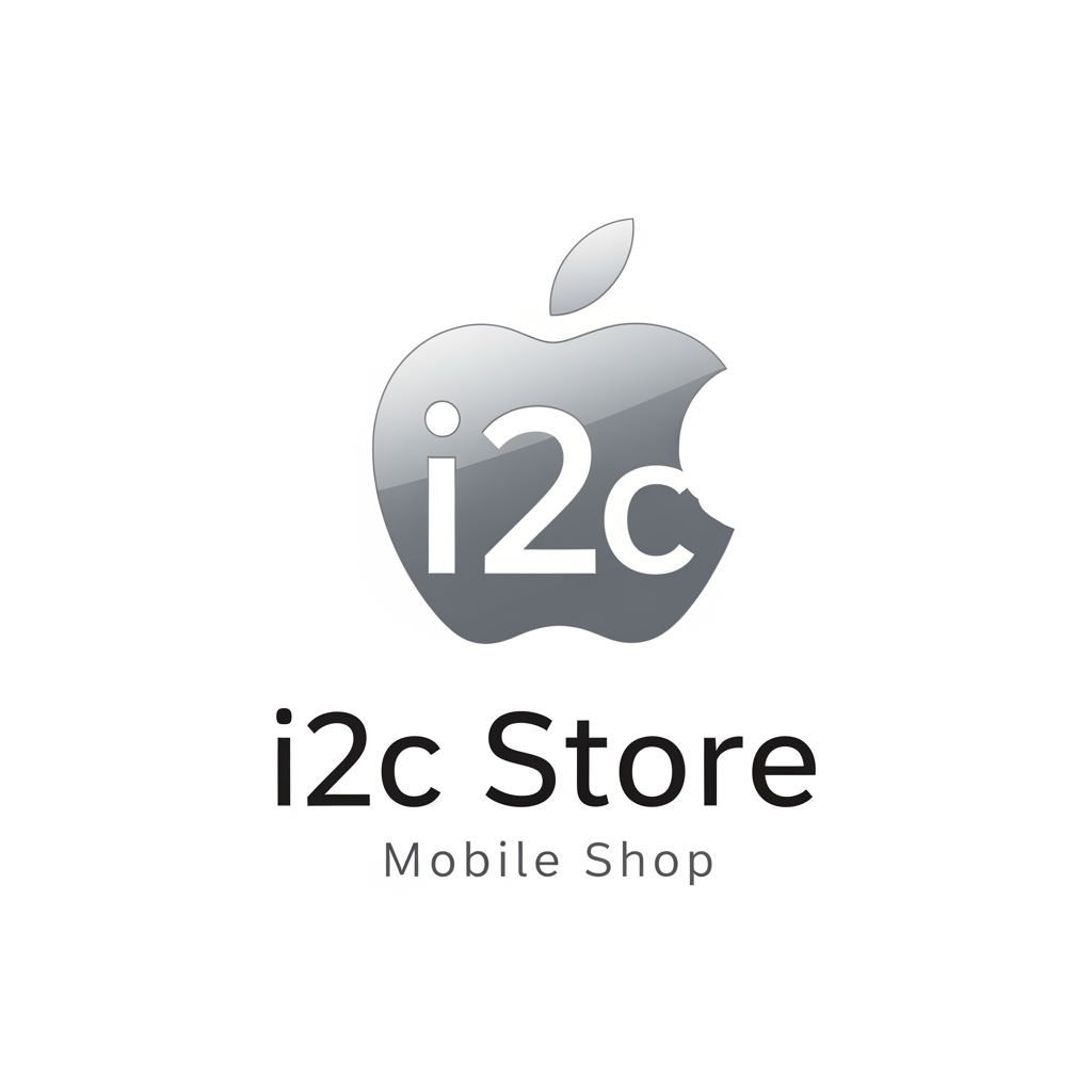 AI Design for i started new business i want logo name is i2c store this is mobile shop this logo included in iphone apple logo