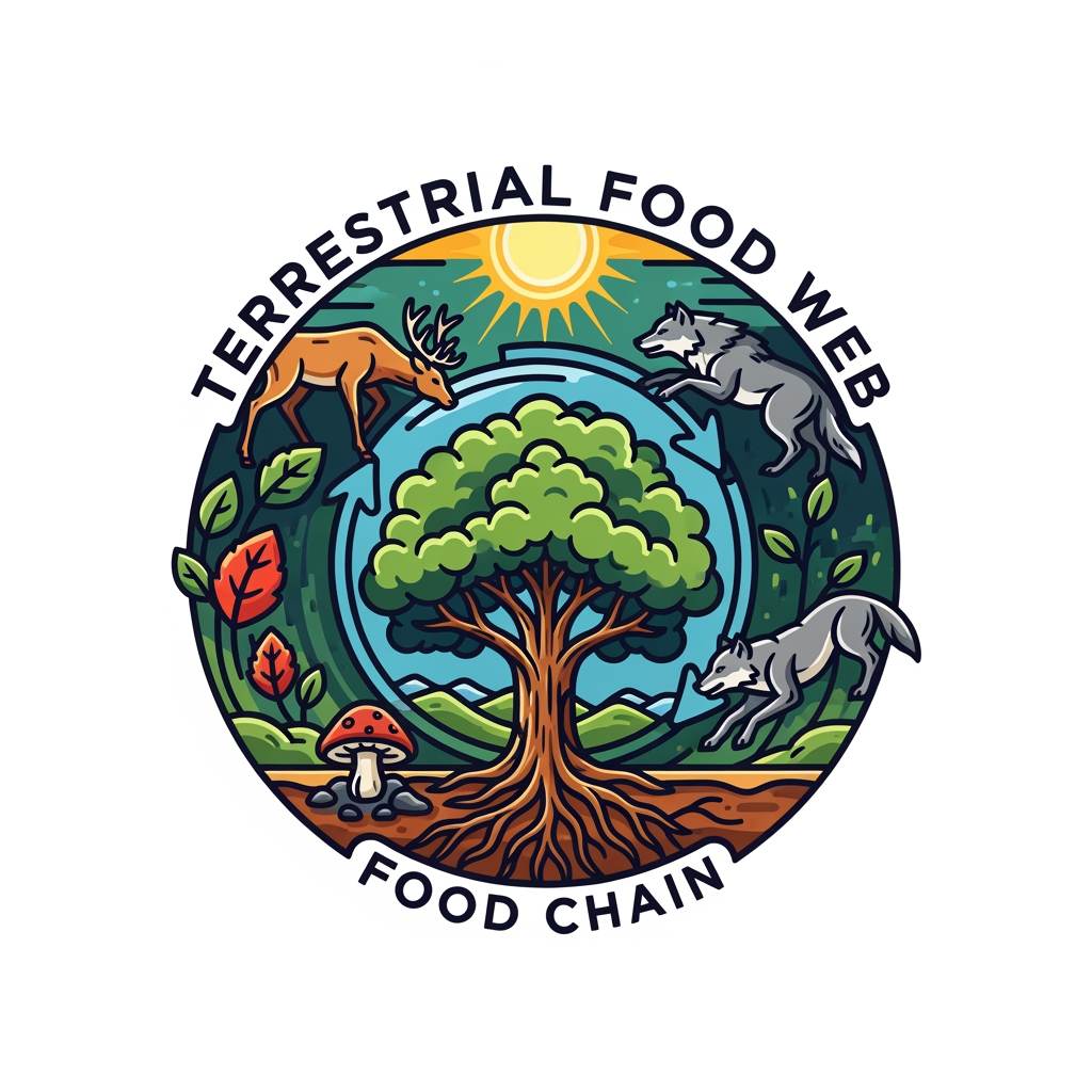 AI Design for make a vibrant logo for the topic of terrestrial food chain and food web