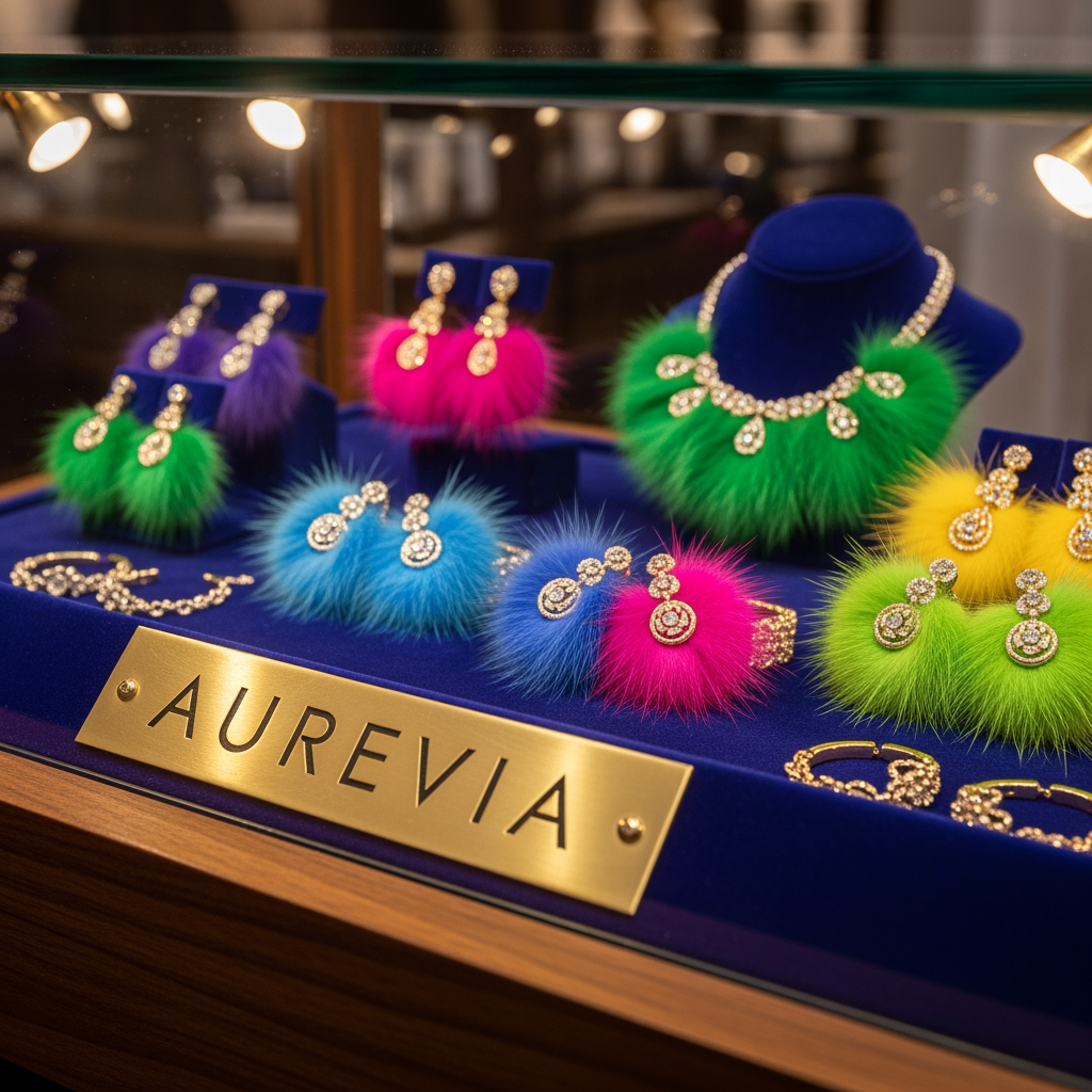 AI Design for BRAND NAME IS Aurevia with colour full fir jewwlery
