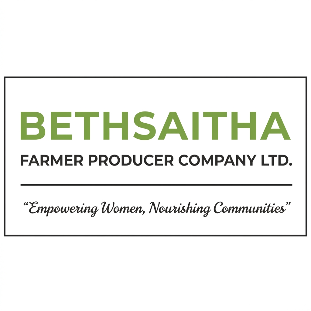 AI Design for I want to create logo for ( Bethsaitha Farmer Producer company Ltd) i want in rectangle shape including the (small quote Empowering women, Nourshing Communities) without the image