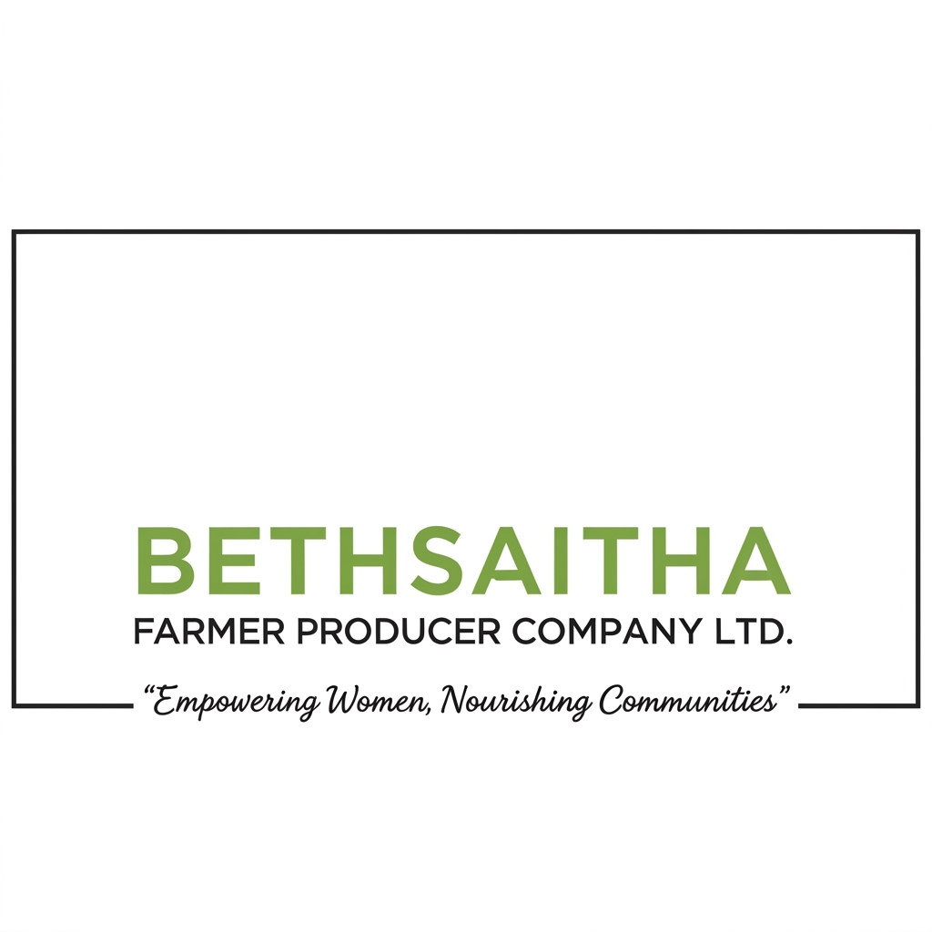 AI Design for I want to create logo for ( Bethsaitha Farmer Producer company Ltd) i want in rectangle shape including the (small quote Empowering women, Nourshing Communities) without the image