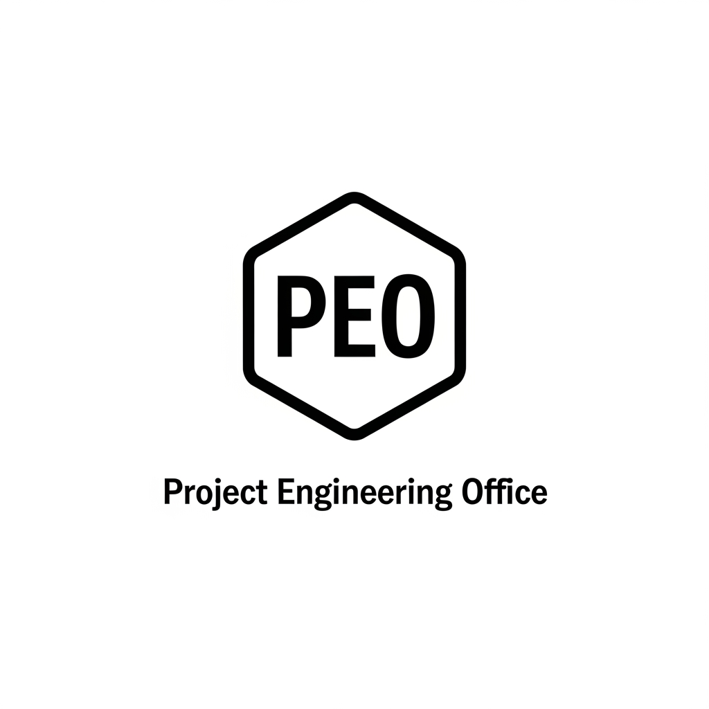 AI Design for from the first picture take the PEO and put it inside the hexagon and the extention of the PEO under it is Project Engineering Office