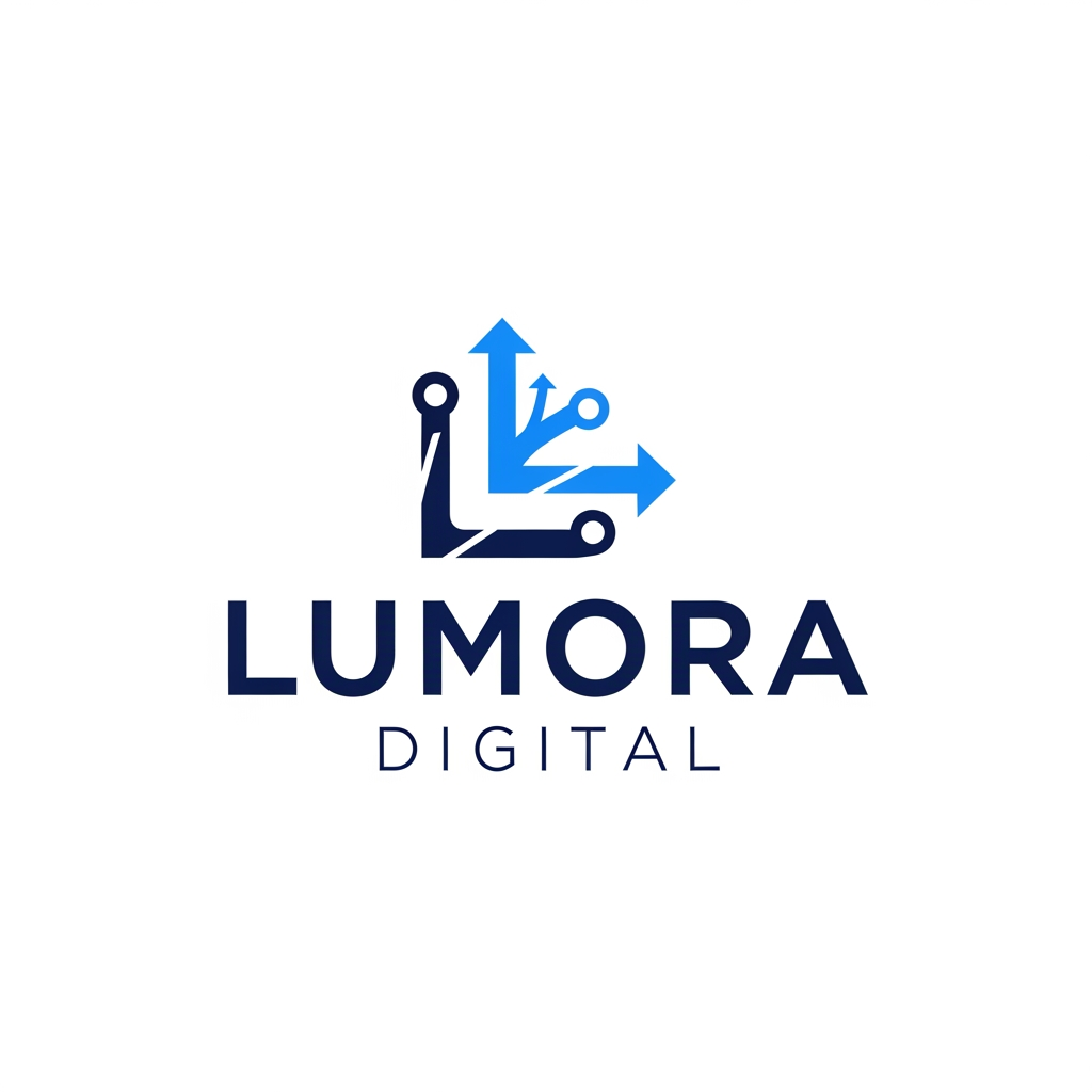 AI Design for Generate a professional, high-quality digital marketing logo for a business named Lumora Digital. The business is a Digital marketing. The design should convey a sense of trust, innovation, and growth.
Use a modern and minimalist style with clean lines. Incorporate a clever visual icon that represents digital connectivity, . Use a professional and sleek color palette of navy blue, electric blue, and crisp white.
Place the logo icon cleanly above the text. The typography for the business name should be a bold, professional, sans-serif font. Ensure the background is flat white, the design is scalable, and do not include any 3D mockups.