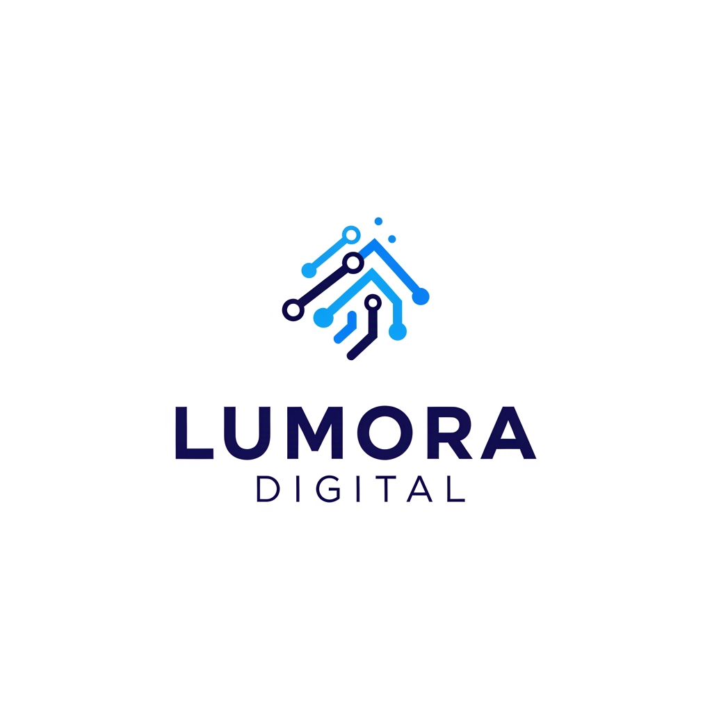 AI Design for Generate a professional, high-quality digital marketing logo for a business named Lumora Digital. The business is a Digital marketing. The design should convey a sense of trust, innovation, and growth.
Use a modern and minimalist style with clean lines. Incorporate a clever visual icon that represents digital connectivity, . Use a professional and sleek color palette of navy blue, electric blue, and crisp white.
Place the logo icon cleanly above the text. The typography for the business name should be a bold, professional, sans-serif font. Ensure the background is flat white, the design is scalable, and do not include any 3D mockups.