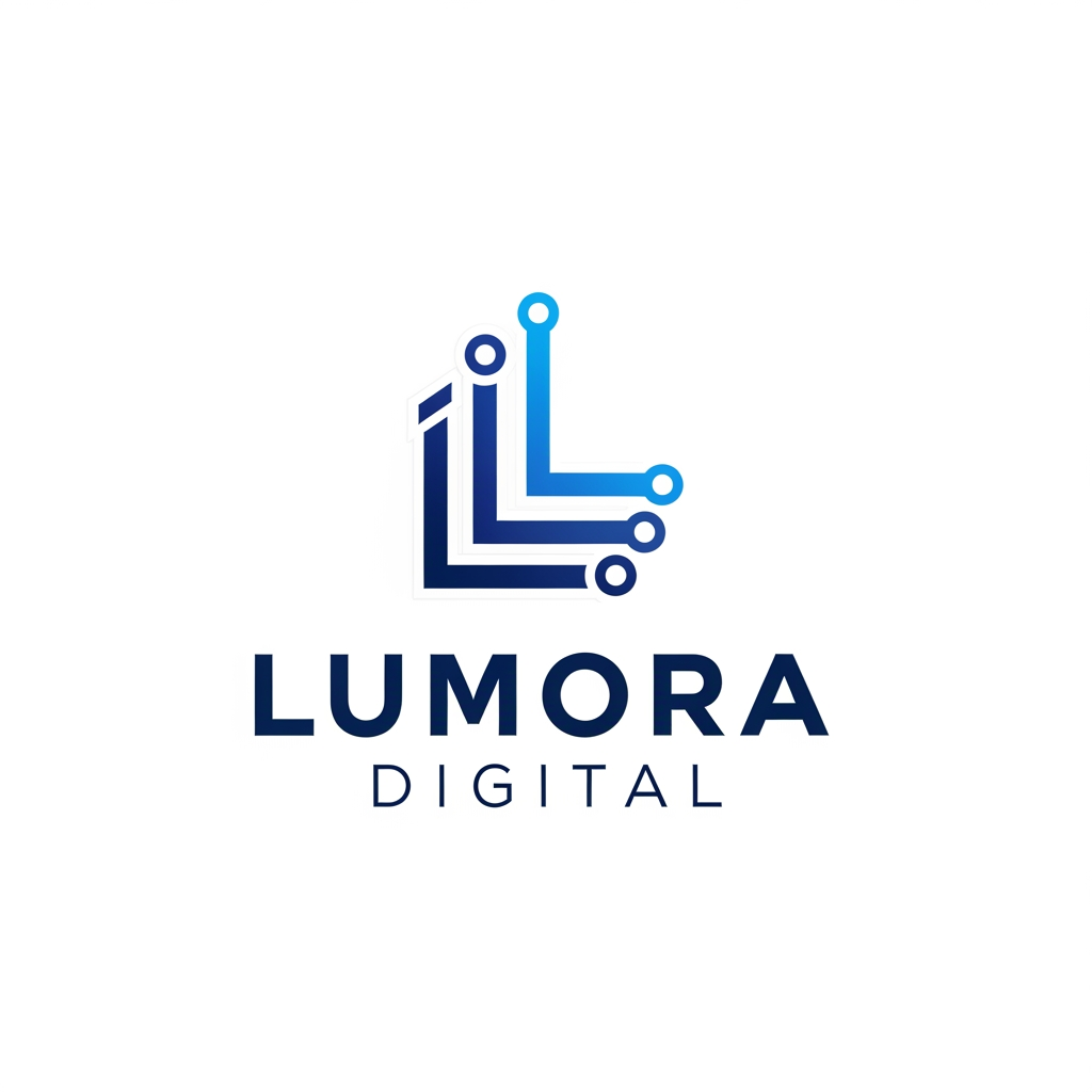 AI Design for Generate a professional, high-quality digital marketing logo for a business named Lumora Digital. The business is a Digital marketing. The design should convey a sense of trust, innovation, and growth.
Use a modern and minimalist style with clean lines. Incorporate a clever visual icon that represents digital connectivity, . Use a professional and sleek color palette of navy blue, electric blue, and crisp white.
Place the logo icon cleanly above the text. The typography for the business name should be a bold, professional, sans-serif font. Ensure the background is flat white, the design is scalable, and do not include any 3D mockups.