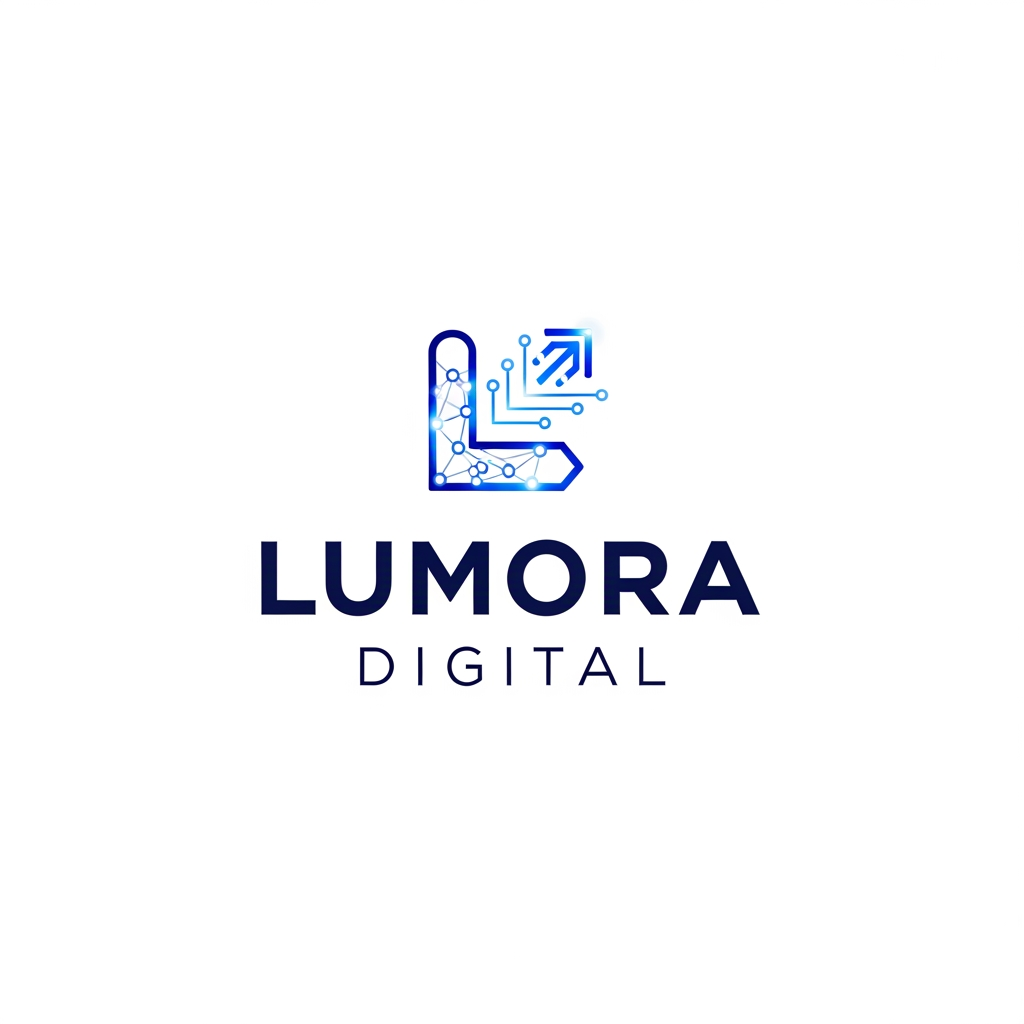 AI Design for Generate a professional, high-quality digital marketing logo for a business named Lumora Digital. The business is a Digital marketing. The design should convey a sense of trust, innovation, and growth.
Use a modern and minimalist style with clean lines. Incorporate a clever visual icon that represents digital connectivity, . Use a professional and sleek color palette of navy blue, electric blue, and crisp white.
Place the logo icon cleanly above the text. The typography for the business name should be a bold, professional, sans-serif font. Ensure the background is flat white, the design is scalable, and do not include any 3D mockups.