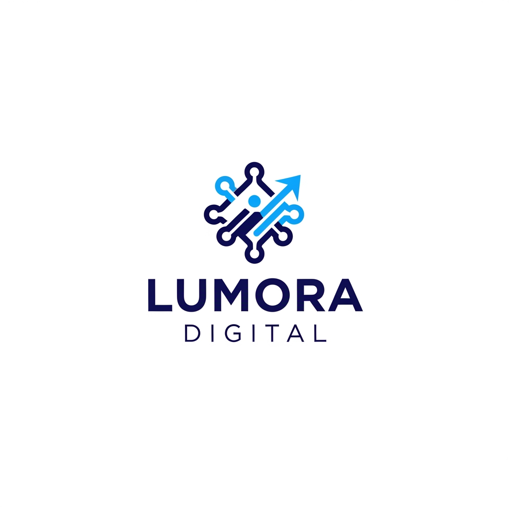 AI Design for Generate a professional, high-quality digital marketing logo for a business named Lumora Digital. The business is a Digital marketing. The design should convey a sense of trust, innovation, and growth.
Use a modern and minimalist style with clean lines. Incorporate a clever visual icon that represents digital connectivity, . Use a professional and sleek color palette of navy blue, electric blue, and crisp white.
Place the logo icon cleanly above the text. The typography for the business name should be a bold, professional, sans-serif font. Ensure the background is flat white, the design is scalable, and do not include any 3D mockups.