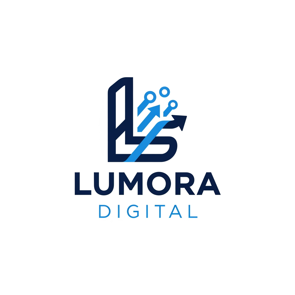 AI Design for Generate a professional, high-quality digital marketing logo for a business named Lumora Digital. The business is a Digital marketing. The design should convey a sense of trust, innovation, and growth.
Use a modern and minimalist style with clean lines. Incorporate a clever visual icon that represents digital connectivity, . Use a professional and sleek color palette of navy blue, electric blue, and crisp white.
Place the logo icon cleanly above the text. The typography for the business name should be a bold, professional, sans-serif font. Ensure the background is flat white, the design is scalable, and do not include any 3D mockups.