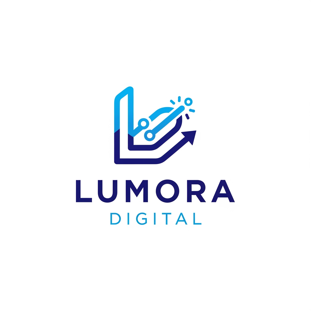 AI Design for Generate a professional, high-quality digital marketing logo for a business named Lumora Digital. The business is a Digital marketing. The design should convey a sense of trust, innovation, and growth.
Use a modern and minimalist style with clean lines. Incorporate a clever visual icon that represents digital connectivity, . Use a professional and sleek color palette of navy blue, electric blue, and crisp white.
Place the logo icon cleanly above the text. The typography for the business name should be a bold, professional, sans-serif font. Ensure the background is flat white, the design is scalable, and do not include any 3D mockups.
