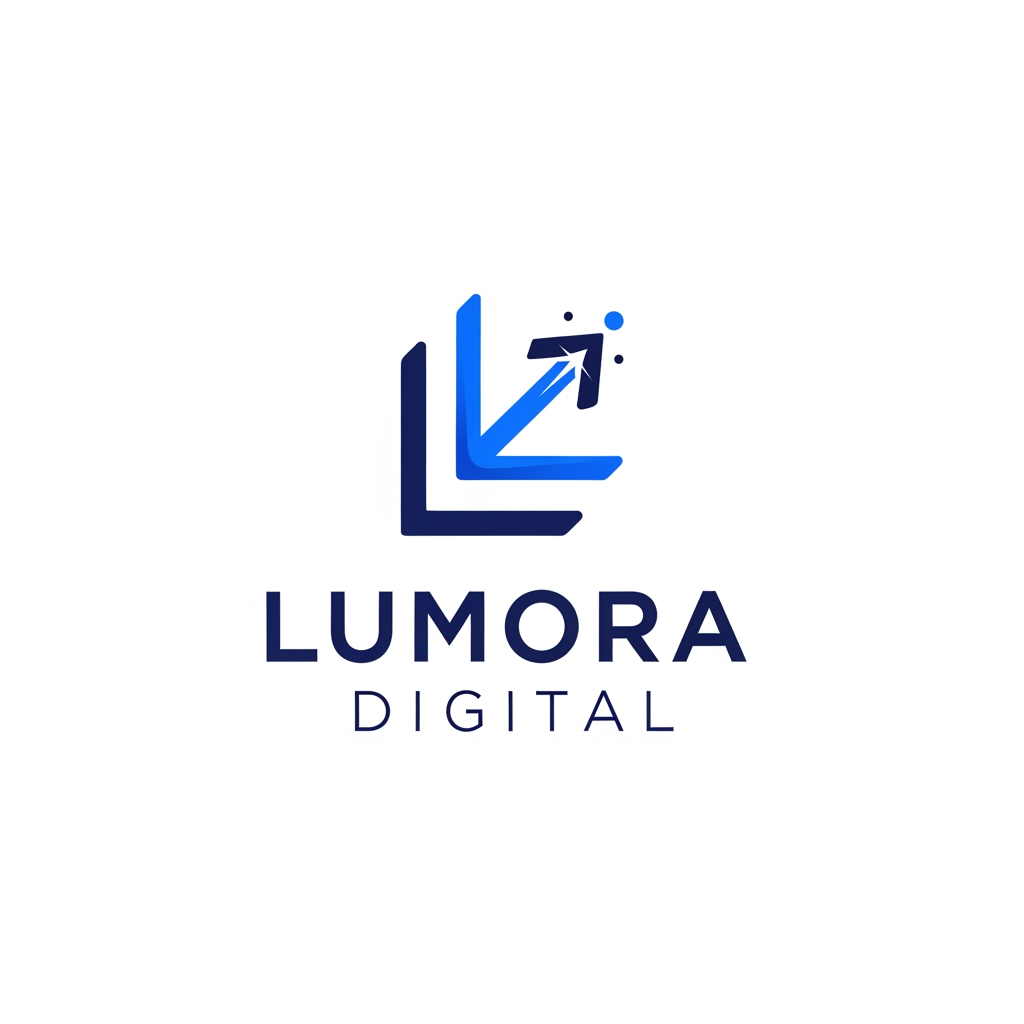 AI Design for Generate a professional, high-quality digital marketing logo for a business named Lumora Digital. The business is a Digital marketing. The design should convey a sense of trust, innovation, and growth.
Use a modern and minimalist style with clean lines. Incorporate a clever visual icon that represents digital connectivity, . Use a professional and sleek color palette of navy blue, electric blue, and crisp white.
Place the logo icon cleanly above the text. The typography for the business name should be a bold, professional, sans-serif font. Ensure the background is flat white, the design is scalable, and do not include any 3D mockups.