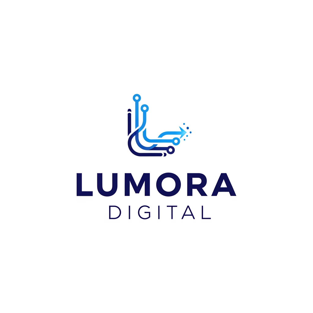 AI Design for Generate a professional, high-quality digital marketing logo for a business named Lumora Digital. The business is a Digital marketing. The design should convey a sense of trust, innovation, and growth.
Use a modern and minimalist style with clean lines. Incorporate a clever visual icon that represents digital connectivity, . Use a professional and sleek color palette of navy blue, electric blue, and crisp white.
Place the logo icon cleanly above the text. The typography for the business name should be a bold, professional, sans-serif font. Ensure the background is flat white, the design is scalable, and do not include any 3D mockups.