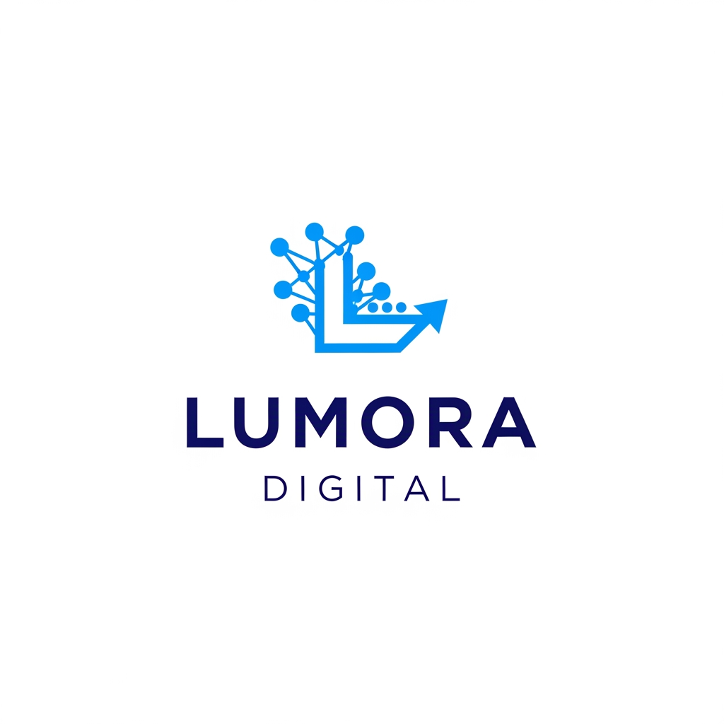 AI Design for Generate a professional, high-quality digital marketing logo for a business named Lumora Digital. The business is a Digital marketing. The design should convey a sense of trust, innovation, and growth.
Use a modern and minimalist style with clean lines. Incorporate a clever visual icon that represents digital connectivity, . Use a professional and sleek color palette of navy blue, electric blue, and crisp white.
Place the logo icon cleanly above the text. The typography for the business name should be a bold, professional, sans-serif font. Ensure the background is flat white, the design is scalable, and do not include any 3D mockups.