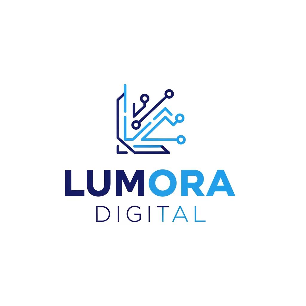 AI Design for Generate a professional, high-quality digital marketing logo for a business named Lumora Digital. The business is a Digital marketing. The design should convey a sense of trust, innovation, and growth.
Use a modern and minimalist style with clean lines. Incorporate a clever visual icon that represents digital connectivity, . Use a professional and sleek color palette of navy blue, electric blue, and crisp white.
Place the logo icon cleanly above the text. The typography for the business name should be a bold, professional, sans-serif font. Ensure the background is flat white, the design is scalable, and do not include any 3D mockups.