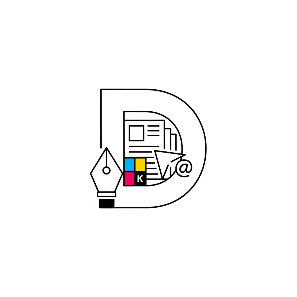 AI Design for Create a modern, premium, and professional logo icon for an advertising and graphic design company. Design a unique creative symbol combining elements of a pencil, pen tool, color palette, print media, , and digital marketing. The icon should be minimal, clean, memorable, and suitable for branding, printing, signage, social media, and business cards. Use geometric shapes and negative space techniques. Luxury corporate style, vector logo, flat design, high-end branding, balanced composition, sharp details, white background. No mockup, no 3D, no watermark, no extra text. Icon only.


Create a modern luxury logo icon by creatively merging the letters "D"with graphic design and advertising elements such as a pencil, pen tool, print media, CMYK color concept, and digital marketing symbol. Minimalist vector logo, premium branding style, clean lines, professional corporate identity, memorable mark, flat design, white background, high quality, icon only, no text, no mockup.