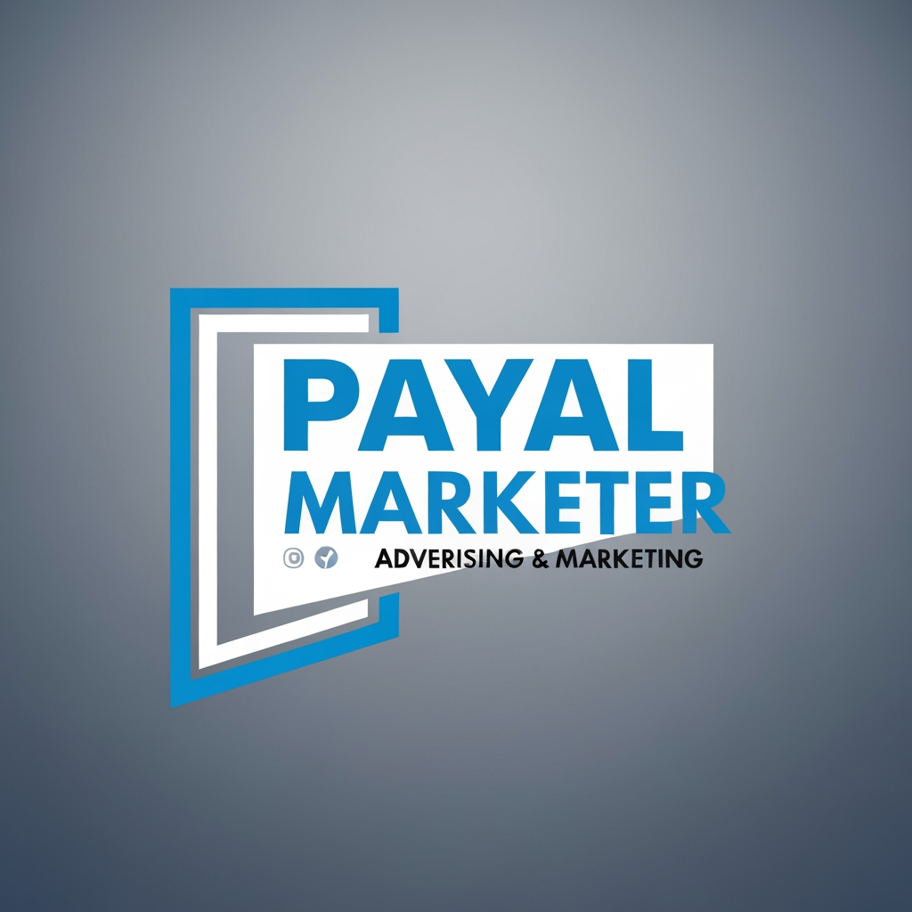 AI Design for I am a digital marketer and I have create an meta fb account and want a profile picture for the account my business is advertising and marketing and my business name is payal marketer please give me a professional logo