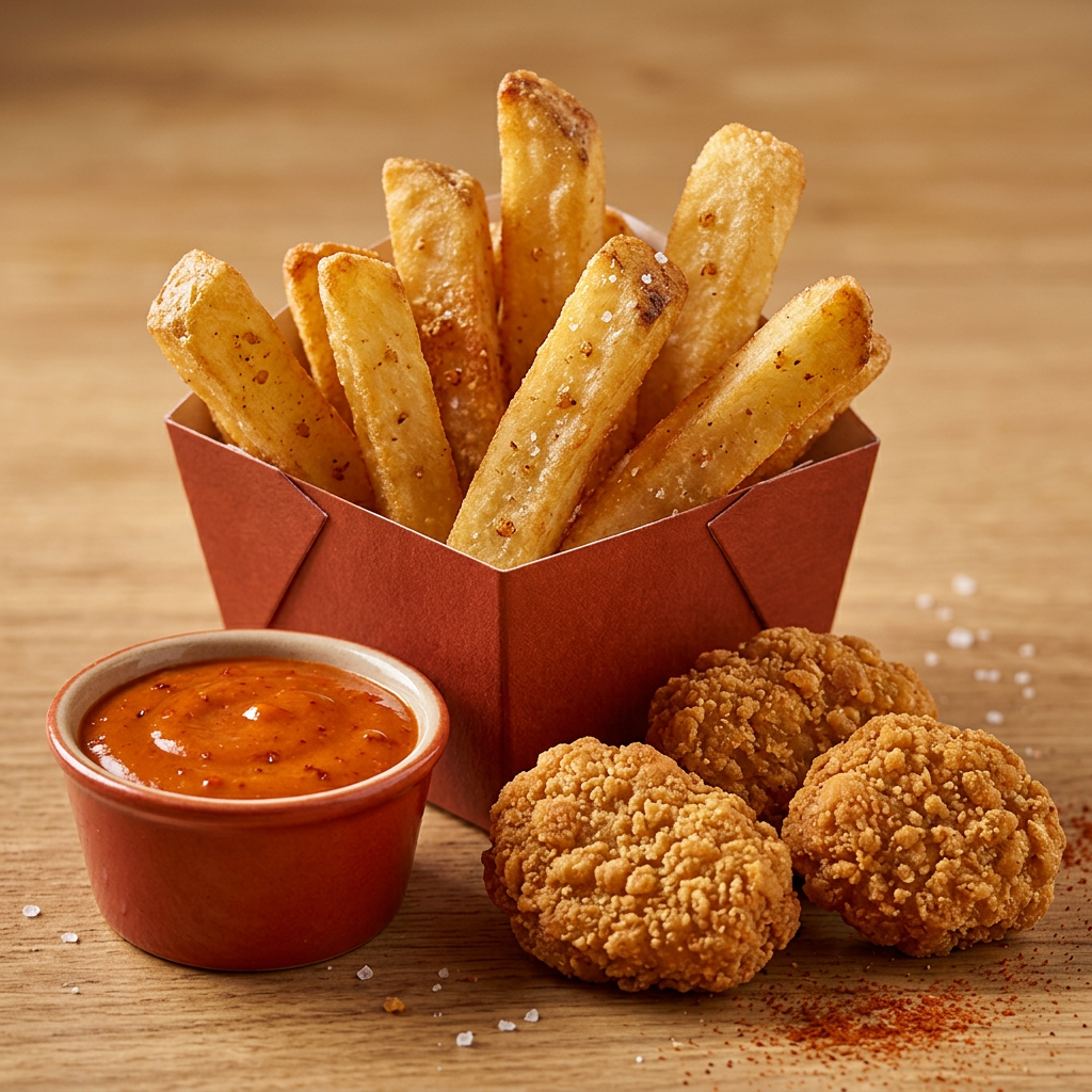 AI Design for The following reference images are provided:
- Reference A corresponds to the attached image for the asset "pommes".

User request:
pommes