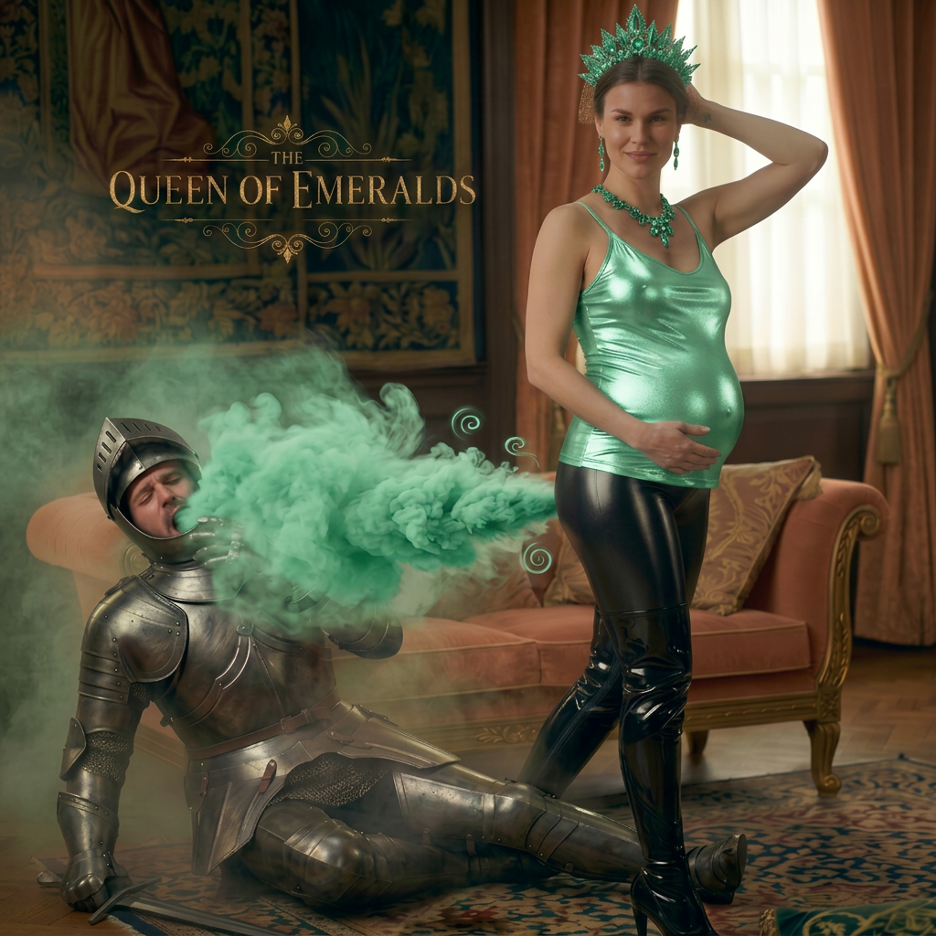 AI Design for her top color is mint green and necklace and crown and gas fart
