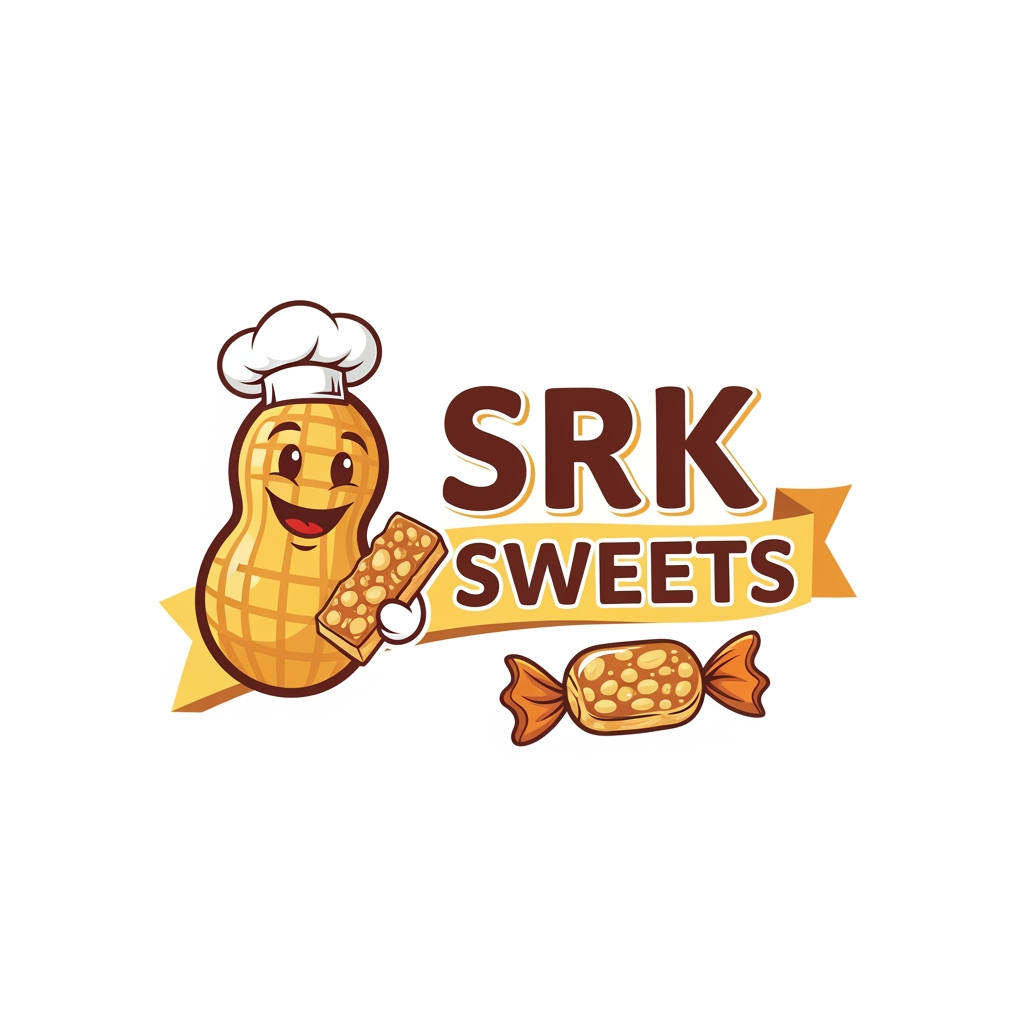 AI Design for here i want a logo for our peanut candy business it is named SRK SWEETS
