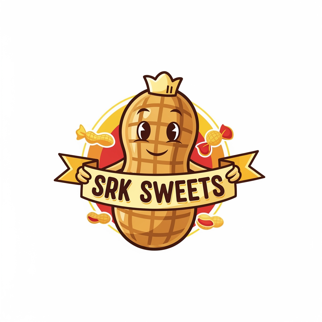 AI Design for give logo for peanut candy business named SRK SWEETS