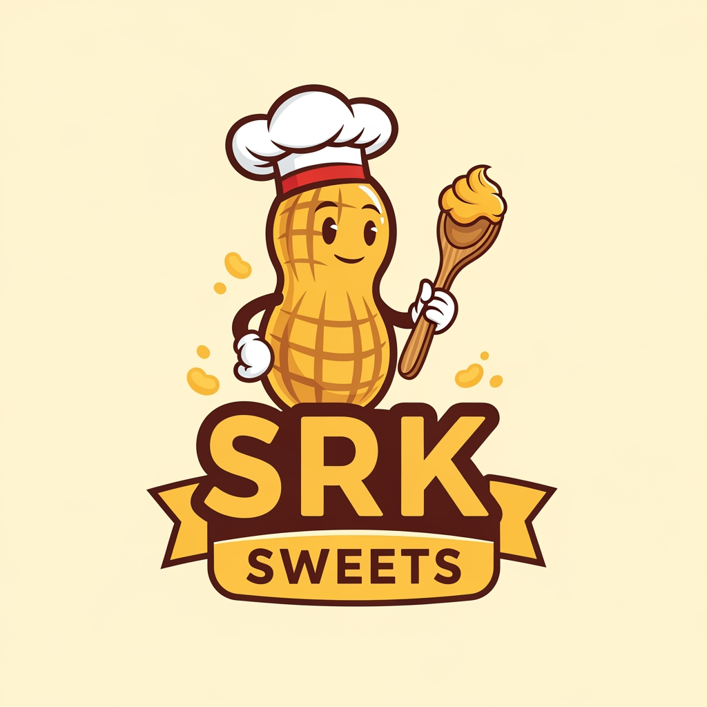 AI Design for here i want a logo for our peanut candy business it is named SRK SWEETS