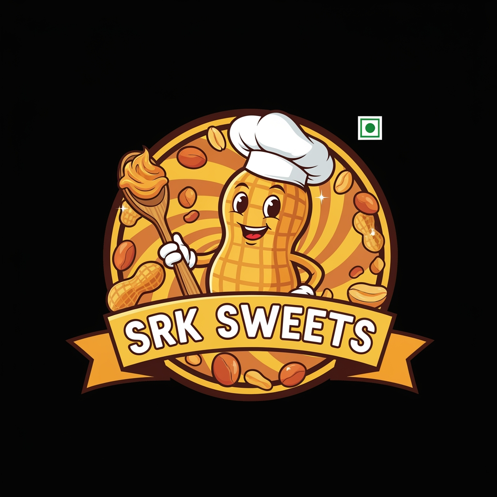AI Design for here i want a logo for our peanut candy business it is named SRK SWEETS. I WILL choose the second one but i need some custumisations could you change it for me