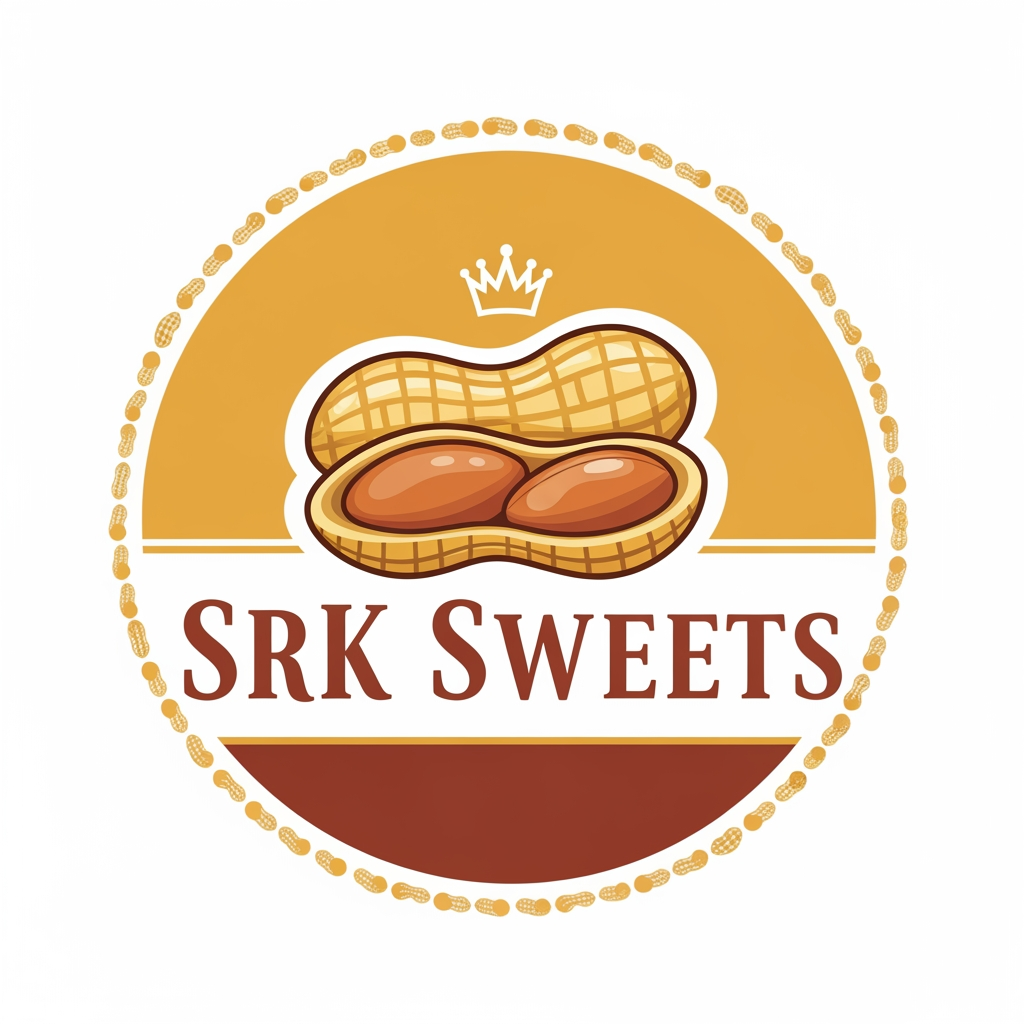 AI Design for here i want a logo for our peanut candy business it is named SRK SWEETS