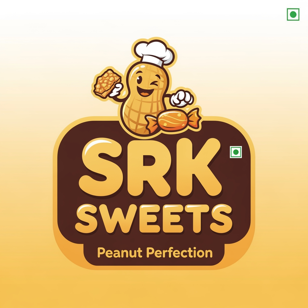 AI Design for here i want a logo for our peanut candy business it is named SRK SWEETS. I WILL choose the second one but i need some custumisations could you change it for me