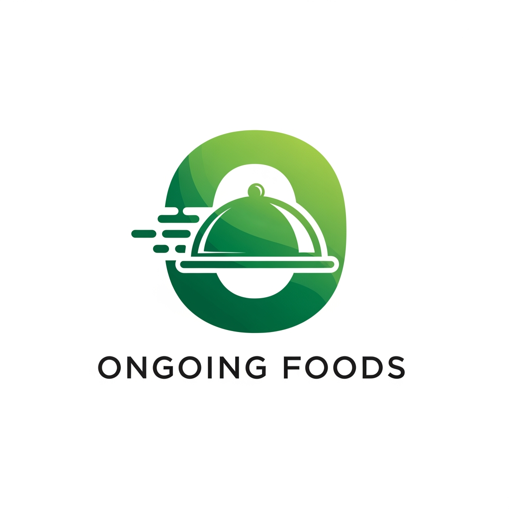 AI Design for Create an award-winning premium logo for a food delivery startup named "Ongoing Foods". Design a clever monogram using the letter "O" combined with a serving cloche and subtle motion lines through negative space. The logo must look iconic, timeless, and instantly recognizable like Uber Eats, DoorDash, or Airbnb. Use a sophisticated green gradient with white accents. Modern geometric shapes, Swiss design principles, perfect symmetry, premium typography (Satoshi Bold), clean spacing, minimal flat vector, transparent background, no leaf, no chef hat, no shopping bag, no realistic food, no mockup.