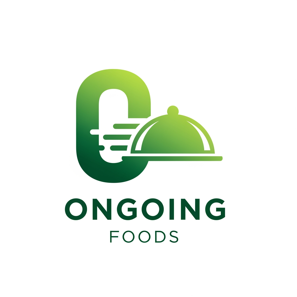 AI Design for Create an award-winning premium logo for a food delivery startup named "Ongoing Foods". Design a clever monogram using the letter "O" combined with a serving cloche and subtle motion lines through negative space. The logo must look iconic, timeless, and instantly recognizable like Uber Eats, DoorDash, or Airbnb. Use a sophisticated green gradient with white accents. Modern geometric shapes, Swiss design principles, perfect symmetry, premium typography (Satoshi Bold), clean spacing, minimal flat vector, transparent background, no leaf, no chef hat, no shopping bag, no realistic food, no mockup.