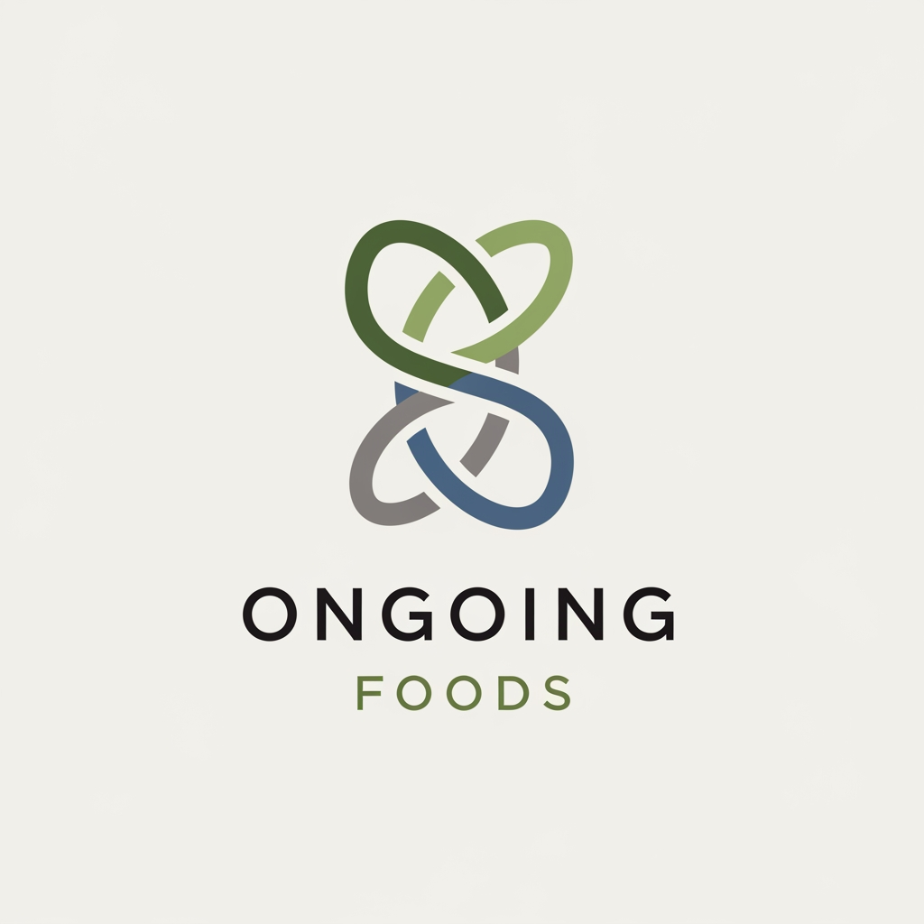 AI Design for Design a logo for a real startup named "Ongoing Foods". It should look like it was created by an experienced brand designer, not generated by AI. Create a clean, timeless, and memorable vector logo with simple geometric shapes and excellent visual balance. Use a unique custom symbol with the brand name "Ongoing Foods" in modern sans-serif typography. Focus on originality, negative space, and professional branding. Flat design only, no gradients, no glossy effects, no 3D, no mockups, no fake lighting, no AI style, no clipart, no stock icon, no overcomplicated details. The result should look like a logo from Behance or Dribbble, suitable for a real company.Use authentic brand identity design principles. Avoid AI-generated aesthetics. The logo should look handcrafted by a professional logo designer in Adobe Illustrator, suitable for a branding case study on Behance.
