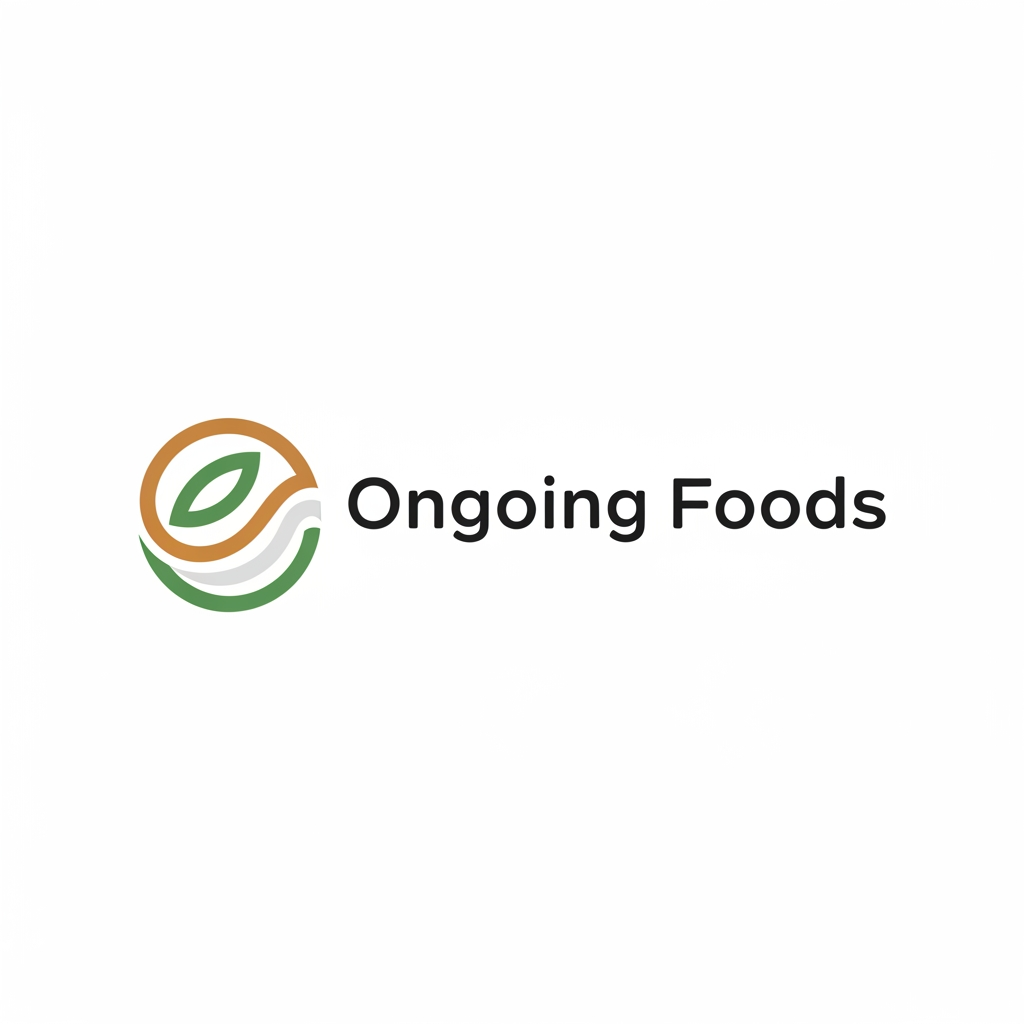 AI Design for Design a logo for a real startup named "Ongoing Foods". It should look like it was created by an experienced brand designer, not generated by AI. Create a clean, timeless, and memorable vector logo with simple geometric shapes and excellent visual balance. Use a unique custom symbol with the brand name "Ongoing Foods" in modern sans-serif typography. Focus on originality, negative space, and professional branding. Flat design only, no gradients, no glossy effects, no 3D, no mockups, no fake lighting, no AI style, no clipart, no stock icon, no overcomplicated details. The result should look like a logo from Behance or Dribbble, suitable for a real company.Use authentic brand identity design principles. Avoid AI-generated aesthetics. The logo should look handcrafted by a professional logo designer in Adobe Illustrator, suitable for a branding case study on Behance.