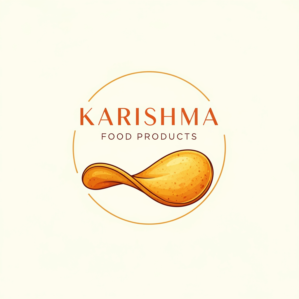 AI Design for i want to create logo for karishma food product (dehydrated potato chips)