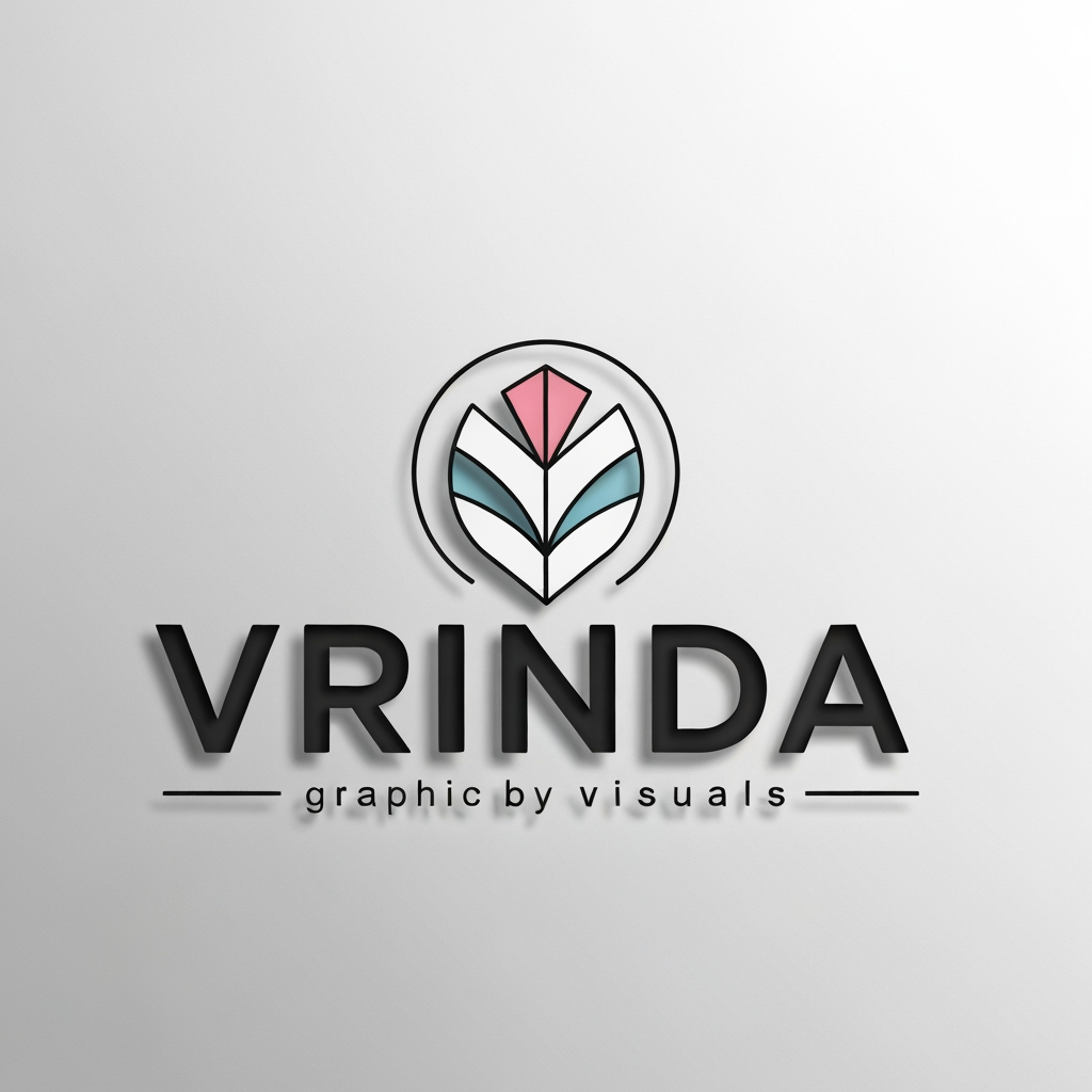 AI Design for generat emake a logo for my company mein ek graphic designer hu name vrinda by visuals h AI generated nahi lagna chahiye esa hona chahiye illustrator ya photoshop se bna h or design ese hone chahiye ki agar unka acrylic board bhi bnaye toh eaasily ban jaye
