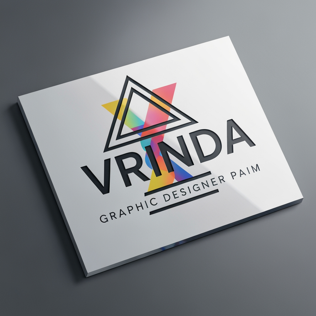 AI Design for generat emake a logo for my company mein ek graphic designer hu name vrinda by visuals h AI generated nahi lagna chahiye esa hona chahiye illustrator ya photoshop se bna h or design ese hone chahiye ki agar unka acrylic board bhi bnaye toh eaasily ban jaye